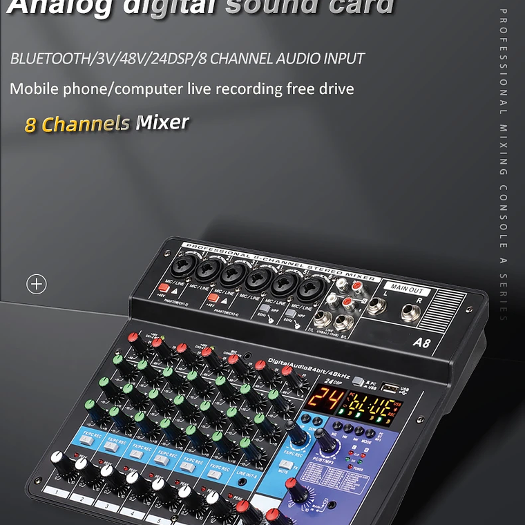 TEYUN 8, 6, mezclador portátil profesional de 4 canales, consola mezcladora de sonido para ordenador, interfaz de Audio, transmisión en vivo A4, A6, A8, 48V 13