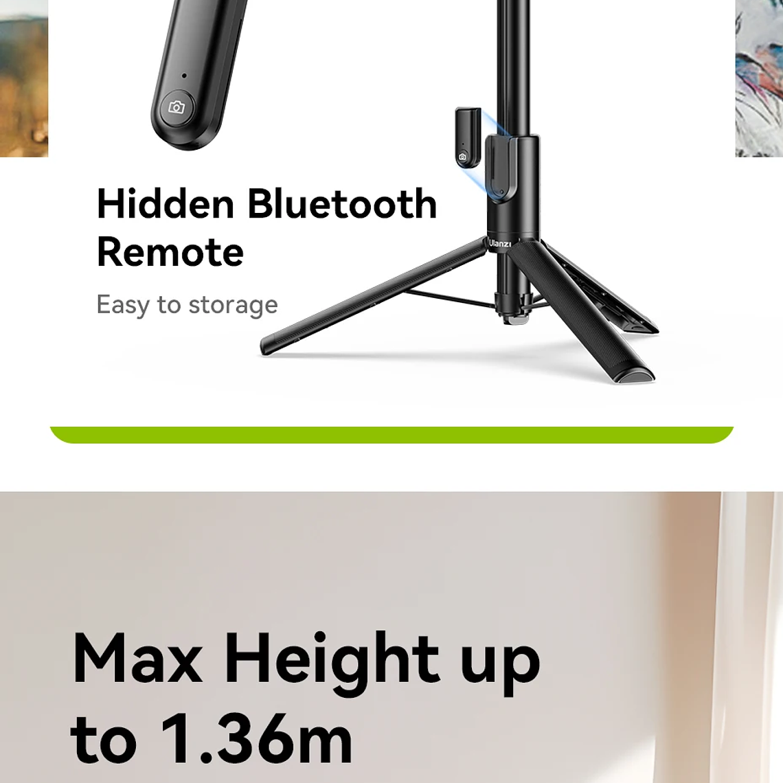 Ulanzi MG-003 Pro trípode magnético para palo Selfie para teléfono 1,36 m trípode Selfie extensible para iPhone 15 14 13 12 Vlog transmisión en vivo 15