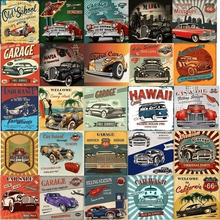 Pack Sublimacion Vectores Vintage Autos Para Illustrator Eps 2