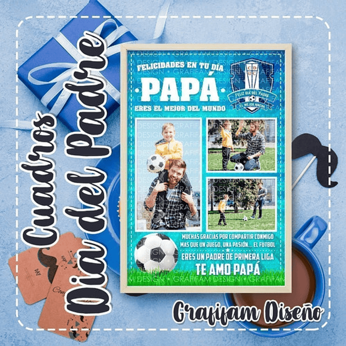 Kit Imprimible Cuadros Día Del Padre Fútbol | Editables Psd 8