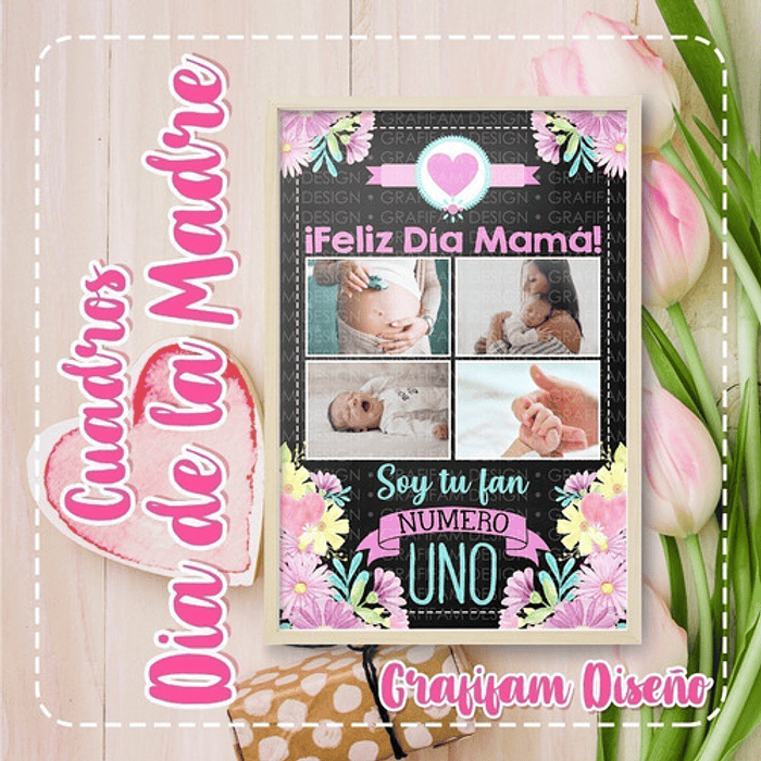 Kit Imprimible Cuadros Día Madre Pizarra | Editables Ppt 3