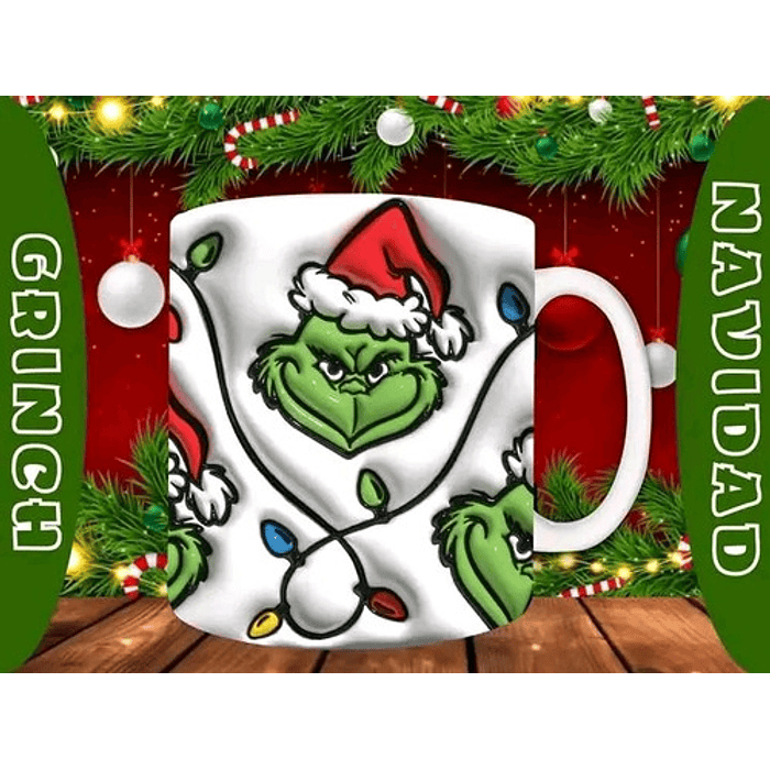 38 Plantillas Sublimación Tazas Navidad Grinch 3d 1