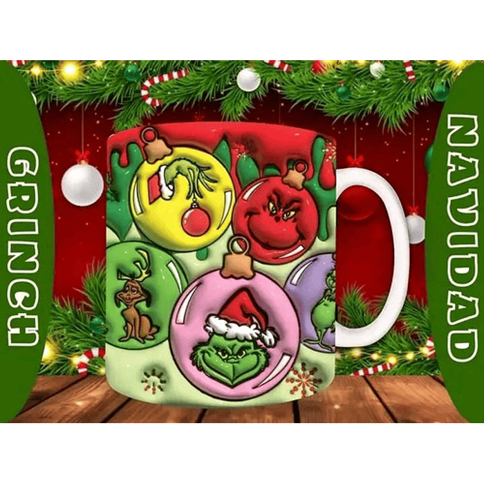 38 Plantillas Sublimación Tazas Navidad Grinch 3d 9