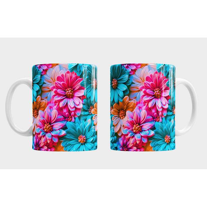 61 Plantillas Sublimación Tazas - 3D Flores 11