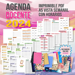 Kit Imprimible Agendas Profesor / Docente 2024 + Regalos!