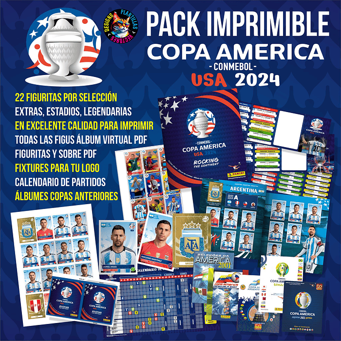 Kit Imprimible Álbum Copa América USA 2024 + Regalos! 1