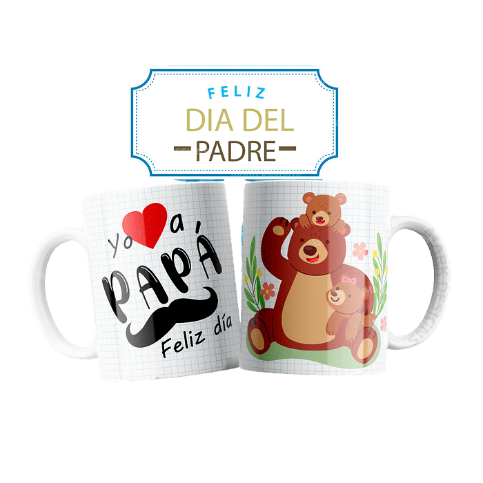 Plantillas Sublimación Tazas - Día del Padre Animalitos 1