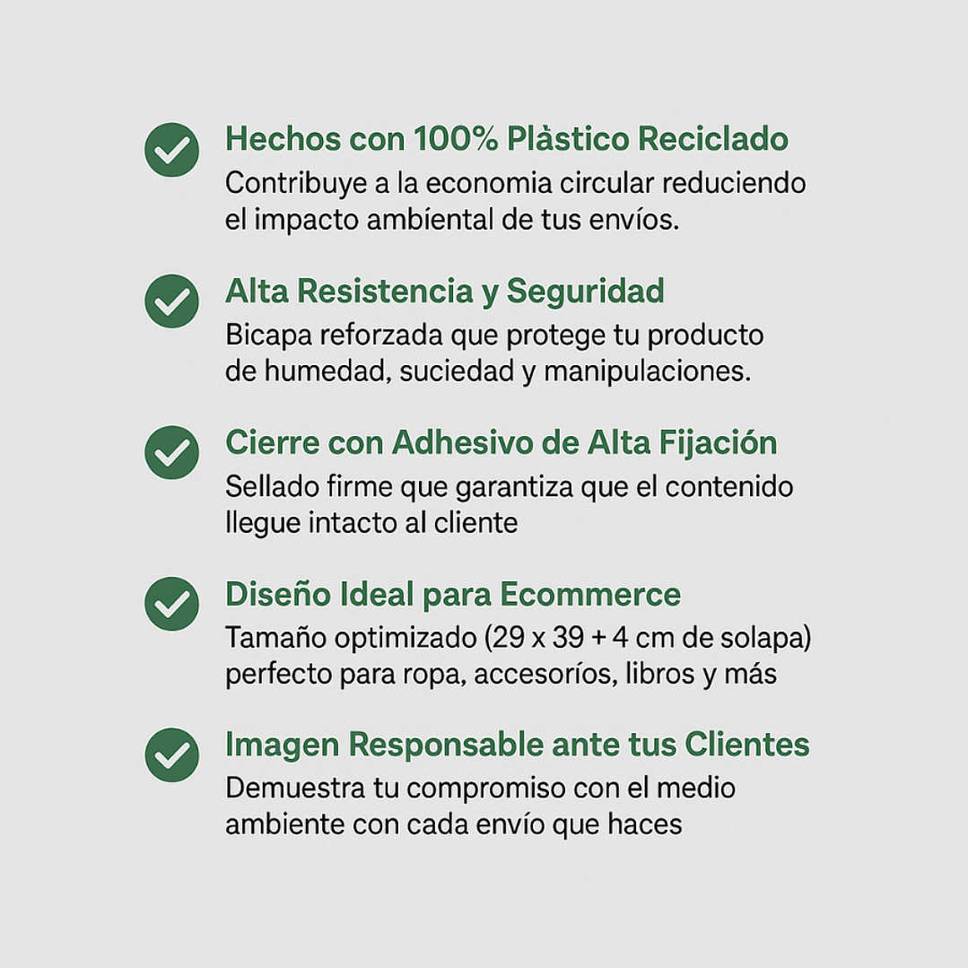 Pack x 100 Sobres Ecológicos 28x39 cm para Envíos | Doble Capa Coex Blanco/Negro 4