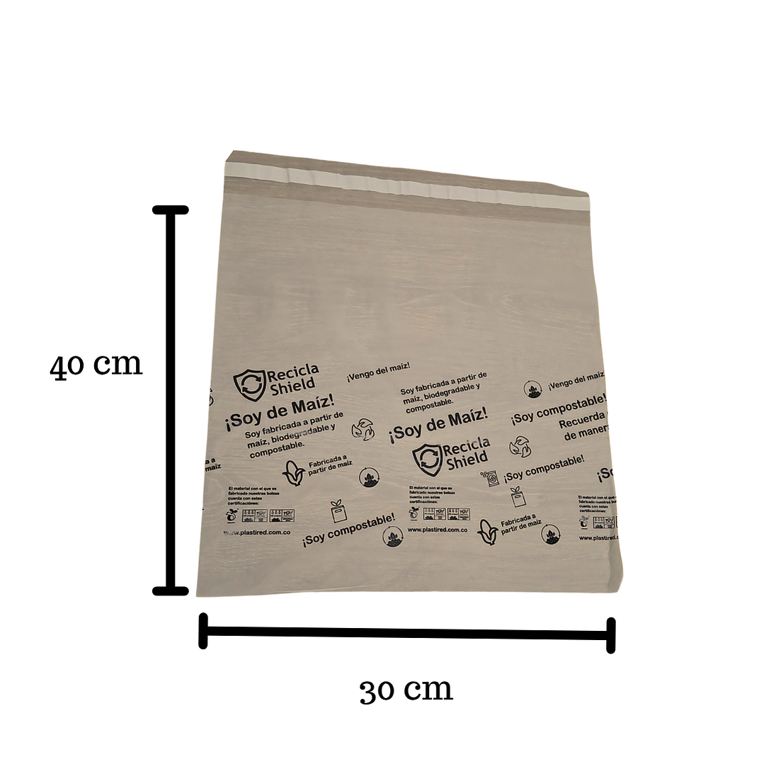 Bolsa de Seguridad Compostable 30 x 40 cm – Cal 2.0 | Pack 100 sobres 5