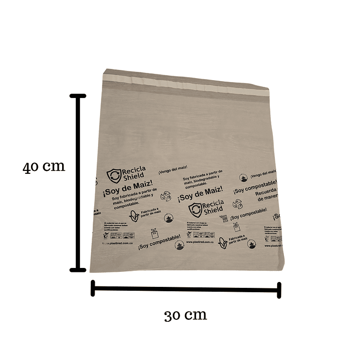 Bolsa de Seguridad Compostable 30 x 40 cm – Cal 2.0 | Pack 100 sobres 5
