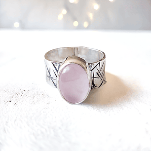 Anillo Rayas Cuarzo Rosado