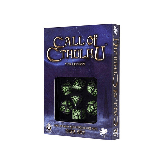 Call of Cthulhu 7th Edition Black & green set de 7 dados