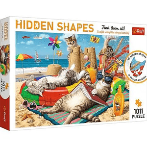 Puzzle Trefl 1011 piezas Hidden Shapes Vacaciones felinas