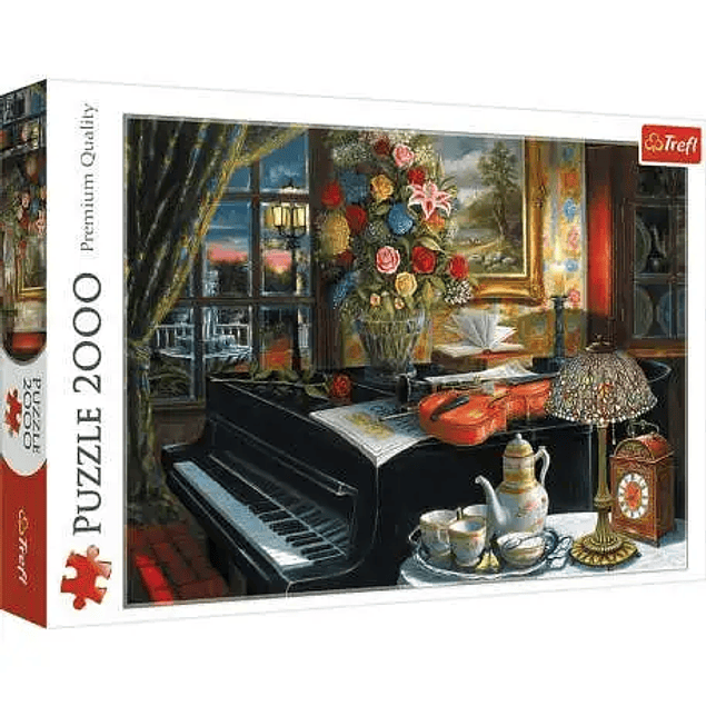 Puzzle Trefl 2000 piezas Bodegón con piano, violín y flores