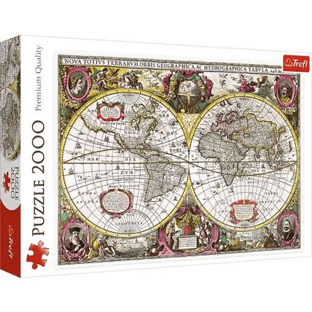 Puzzle Trefl 2000 piezas Un nuevo mapa de tierras y aguas de toda la Tierra, 1630