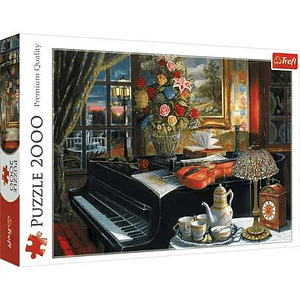 Puzzle Trefl 2000 piezas Bodegón con piano, viloin y flores