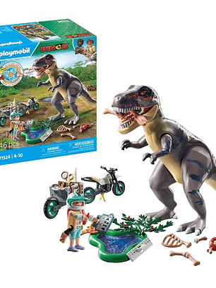 Playmobil rastreadora T-Rex con motocicleta línea Dinos 71524