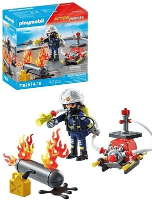Playmobil 71826 Action Heroes bombero con boca de incendios