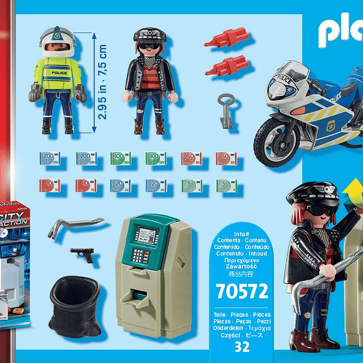 Playmobil Ciudad Moto De Policia Persecucion Del Ladron Del Dinero 2
