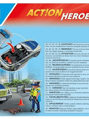 Playmobil 71729 Action Heroes coche de policía con conos y señal