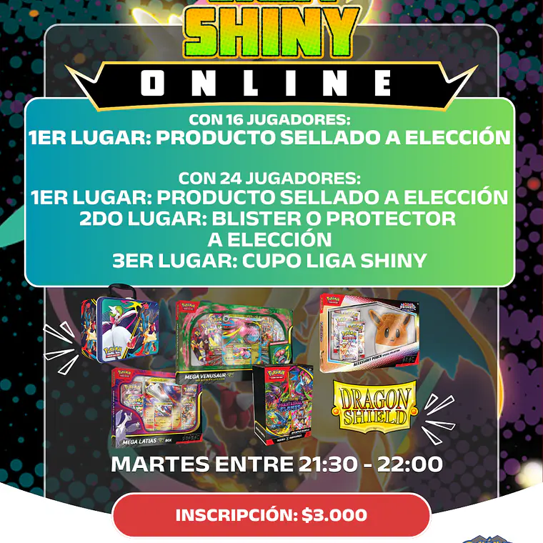 Cupo Liga Shiny ($3.000) - Martes y Jueves - Pokémon Live TCG 2