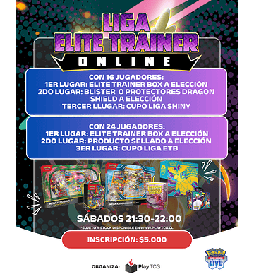 Cupo Liga Élite Trainer ETB (Sábado 21.2.26) - Pokémon Live TCG