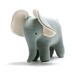 Elefante de Algodón Orgánico Verde/Azul Grande