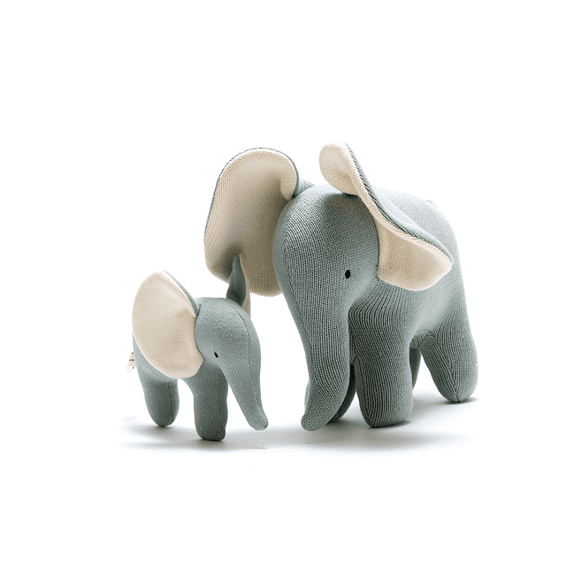 Elefante de Algodón Orgánico Verde/Azul Pequeño