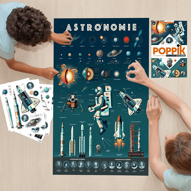 Poster educativo Astronomia + 44 stickers