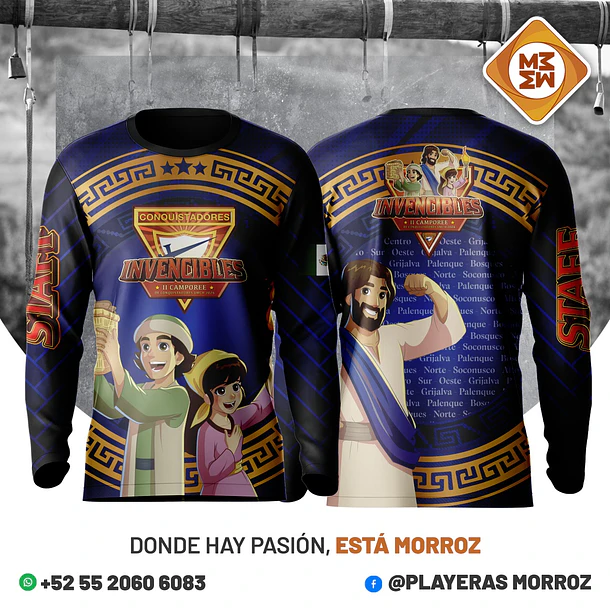PLAYERA MANGA LARGA  CAMPOREE INVENCIBLES 2026 AZUL  **ADULTO UNISEX**