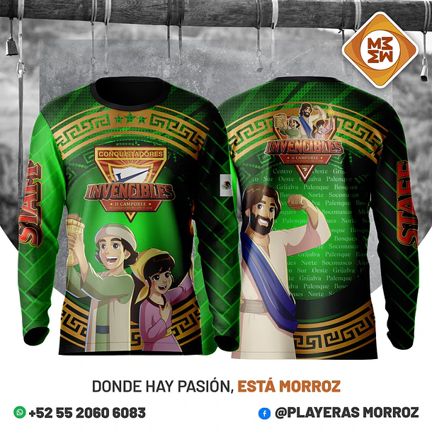 PLAYERA MANGA LARGA  CAMPOREE INVENCIBLES 2026 VERDE **ADULTO UNISEX**