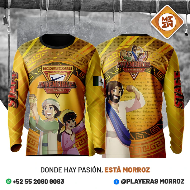 PLAYERA MANGA LARGA CAMPOREE INVENCIBLES 2026 NEGRA**ADULTO UNISEX** AMARILLA 