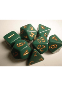 Chessex Opaque Polyhedral 7-Die Sets - Dusty Green w/gold