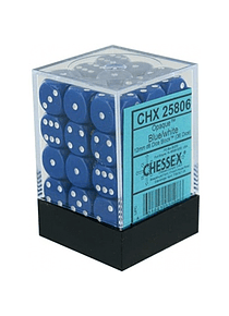 Chessex Opaque 12mm d6 with pips Dice Blocks (36 Dice) - Blue w/white