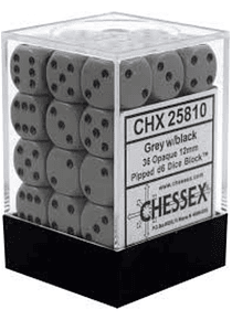 Chessex Opaque 12mm d6 with pips Dice Blocks (36 Dice) - Dark Grey w/Black