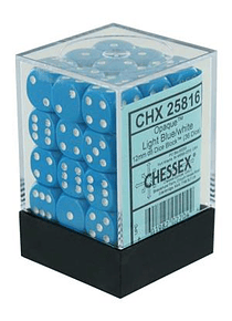 Chessex Opaque 12mm d6 with pips Dice Blocks (36 Dice) - Light Blue w/White