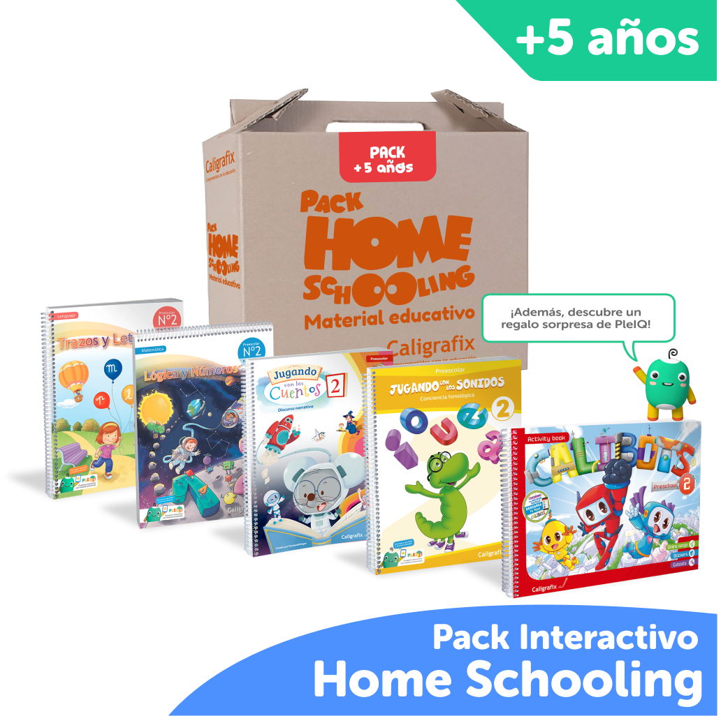 Super Pack Homeschooling Caligrafix + PleIQ 5 años ANTES ($29.990)