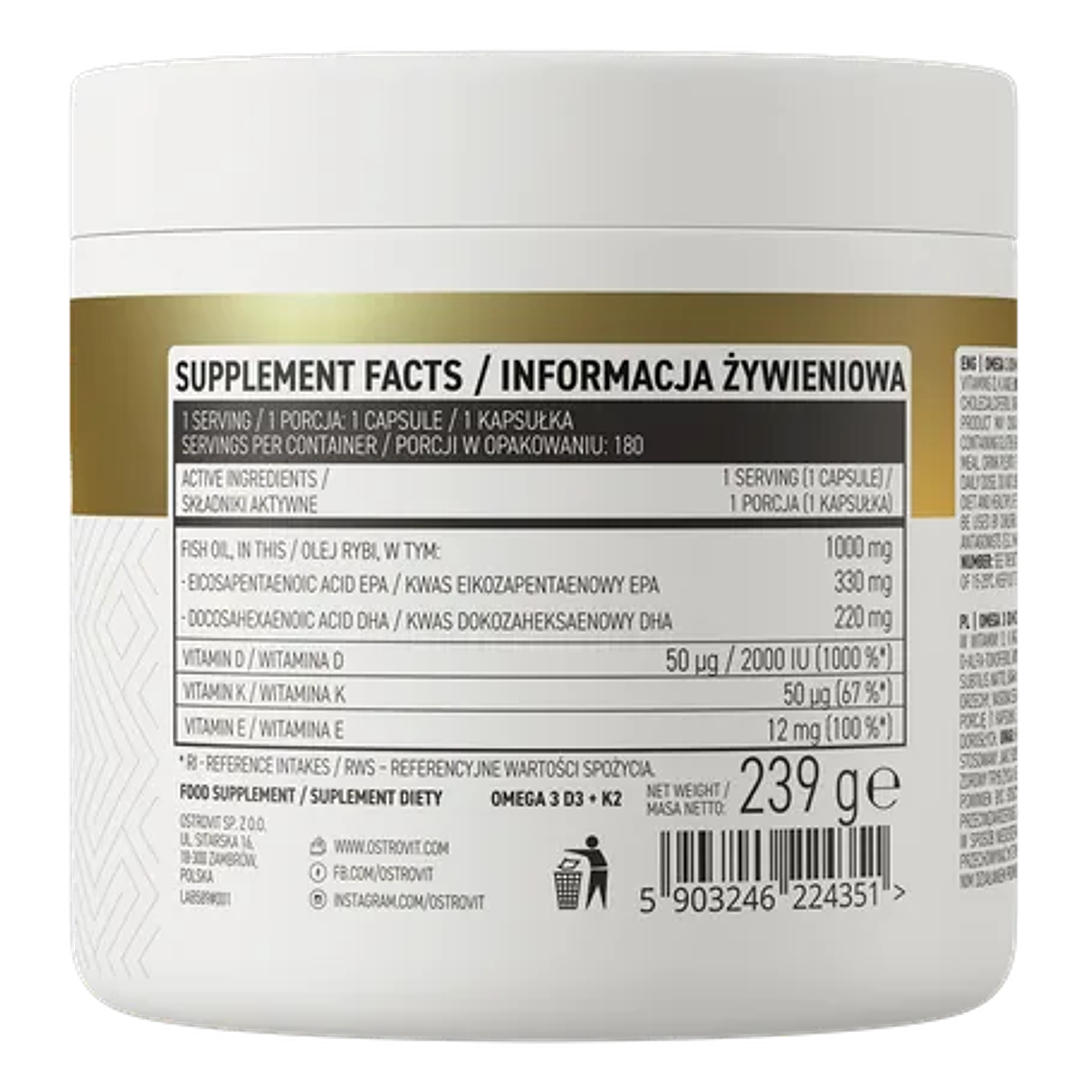 OSTROVIT Omega 3 D3+K2 (180 cápsulas) 3