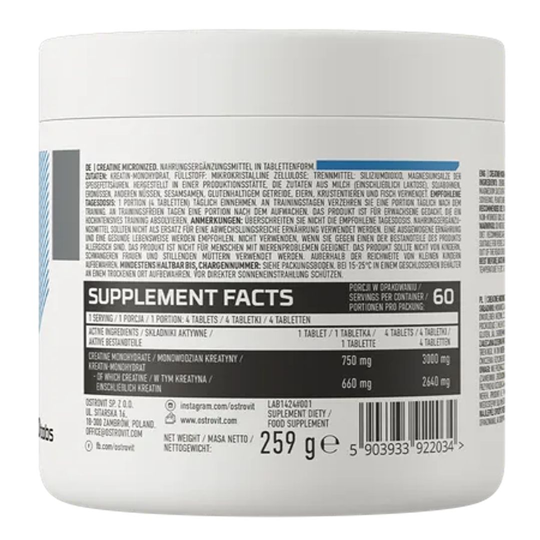 Creatina OstroVit Micronizada 240 tabletas | Plenitté Chile 3