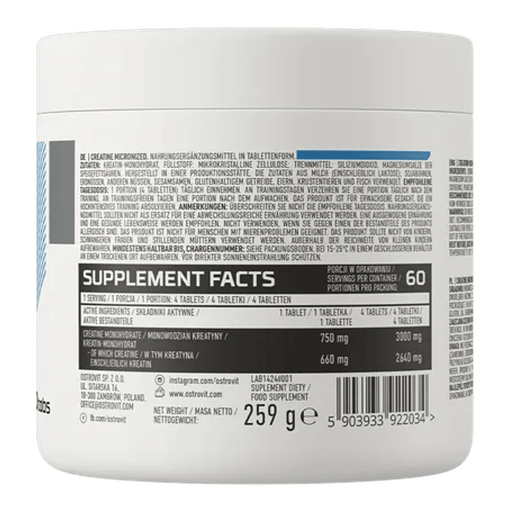 Creatina OstroVit Micronizada 240 tabletas | Plenitté Chile 3