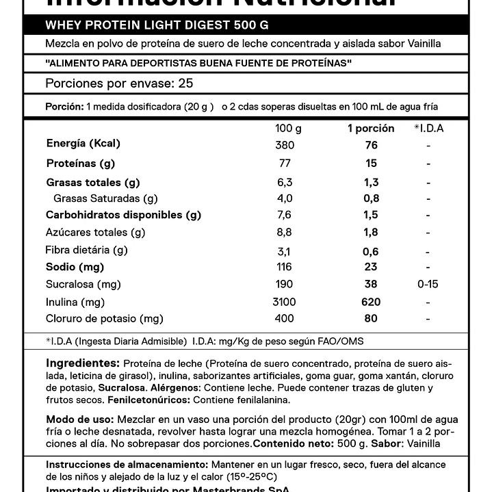 Light Digest Whey Protein de QNT VAINILLA (25 servicios) 2
