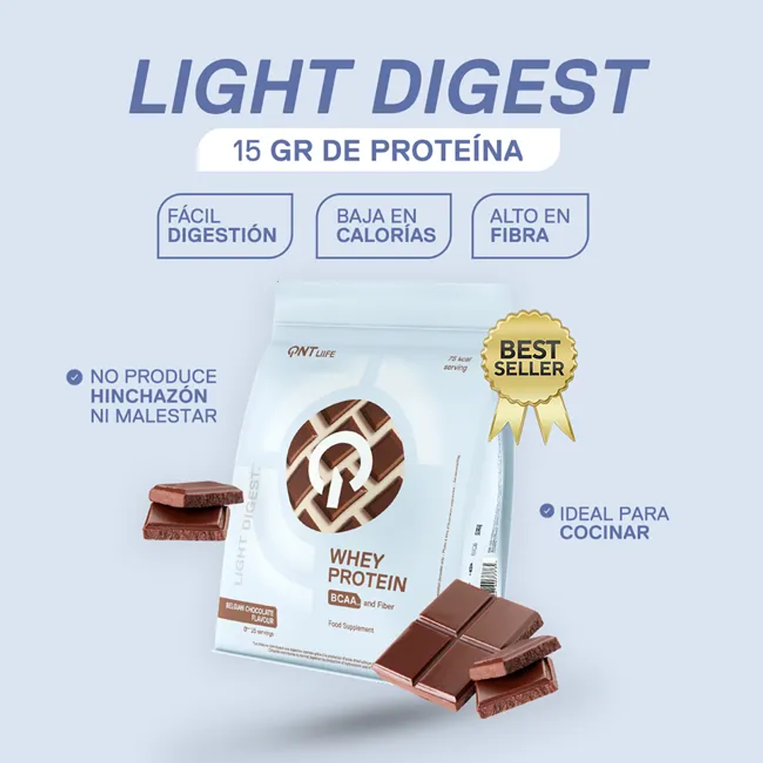 Light Digest Whey Protein de QNT CHOCOLATE BELGA (25 servicios) 3