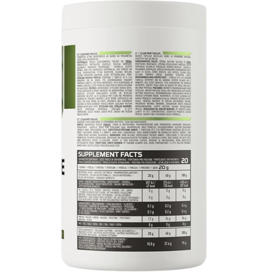 Clear Whey Isolate 400 Gr Ostrovit - Pepino con Menta 2
