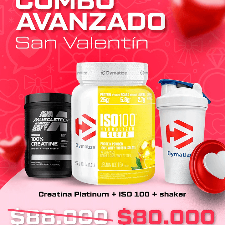 Combo: ISO 100 1.4L + Creatina Muscletech 400g + Shaker 1