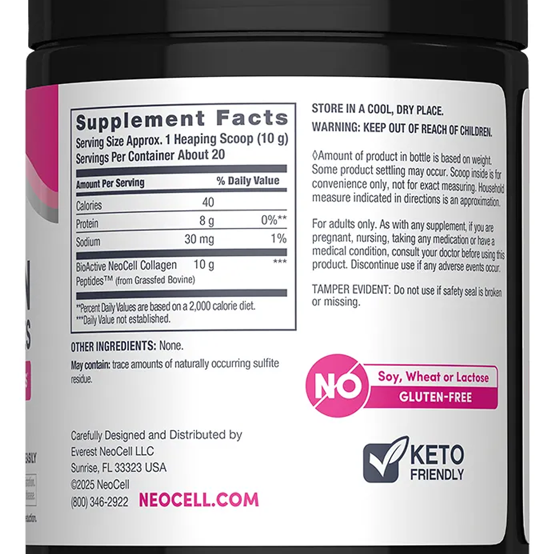 Colágeno Péptidos  Polvo Sin Sabor 200gr Neocell 4