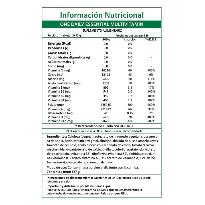 Multivitaminico One Daily 100 Comp NATURE'S TRUTH 4