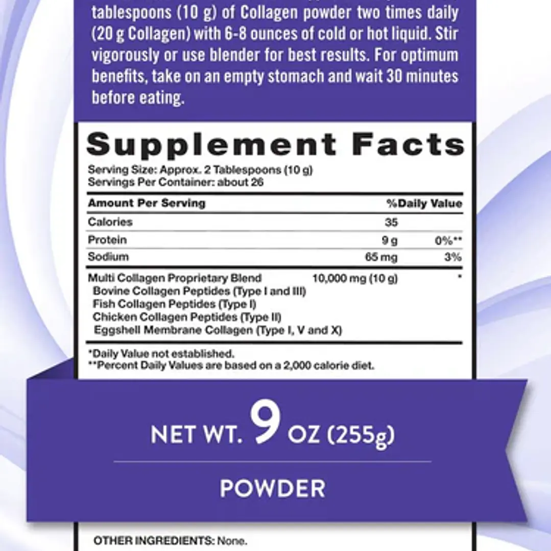 Colágeno en Polvo Multi Péptidos 5 Tipos I, II, III, V y X 20g - Nature's Truth 255g 4