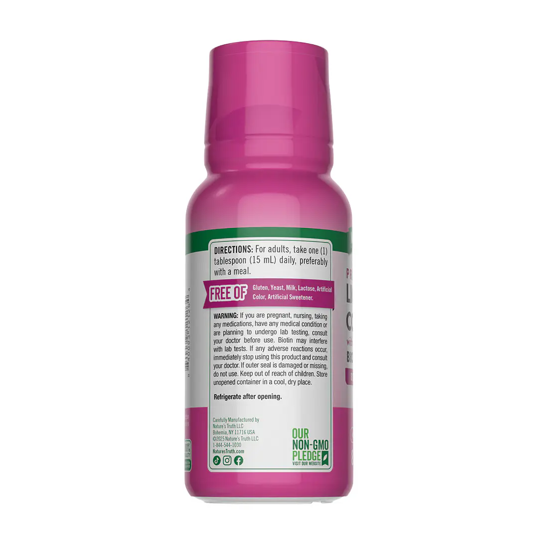 Colágeno líquido Nature's Truth | con Biotina | Sabor a bayas | 8 onzas | Suplemento sin OGM y sin gluten 4