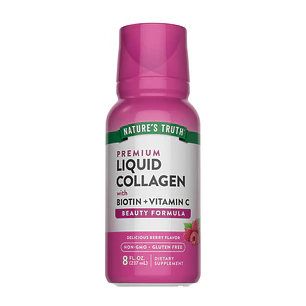 Colágeno líquido Nature's Truth | con Biotina | Sabor a bayas | 8 onzas | Suplemento sin OGM y sin gluten