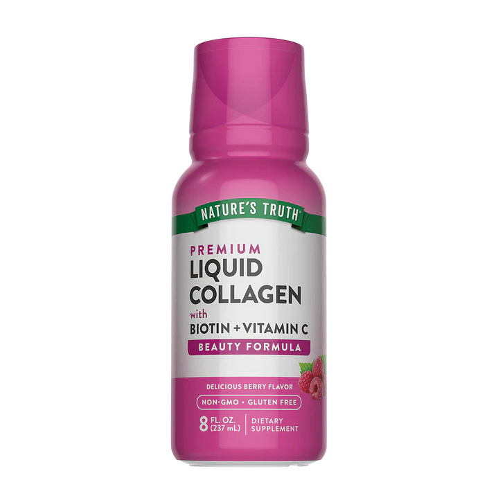 Colágeno líquido Nature's Truth | con Biotina | Sabor a bayas | 8 onzas | Suplemento sin OGM y sin gluten 1